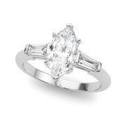 Three-Stone Marquise Diamond Engagement Ring in 10K/14K gold and platinum with certified lab-grown or natural diamonds