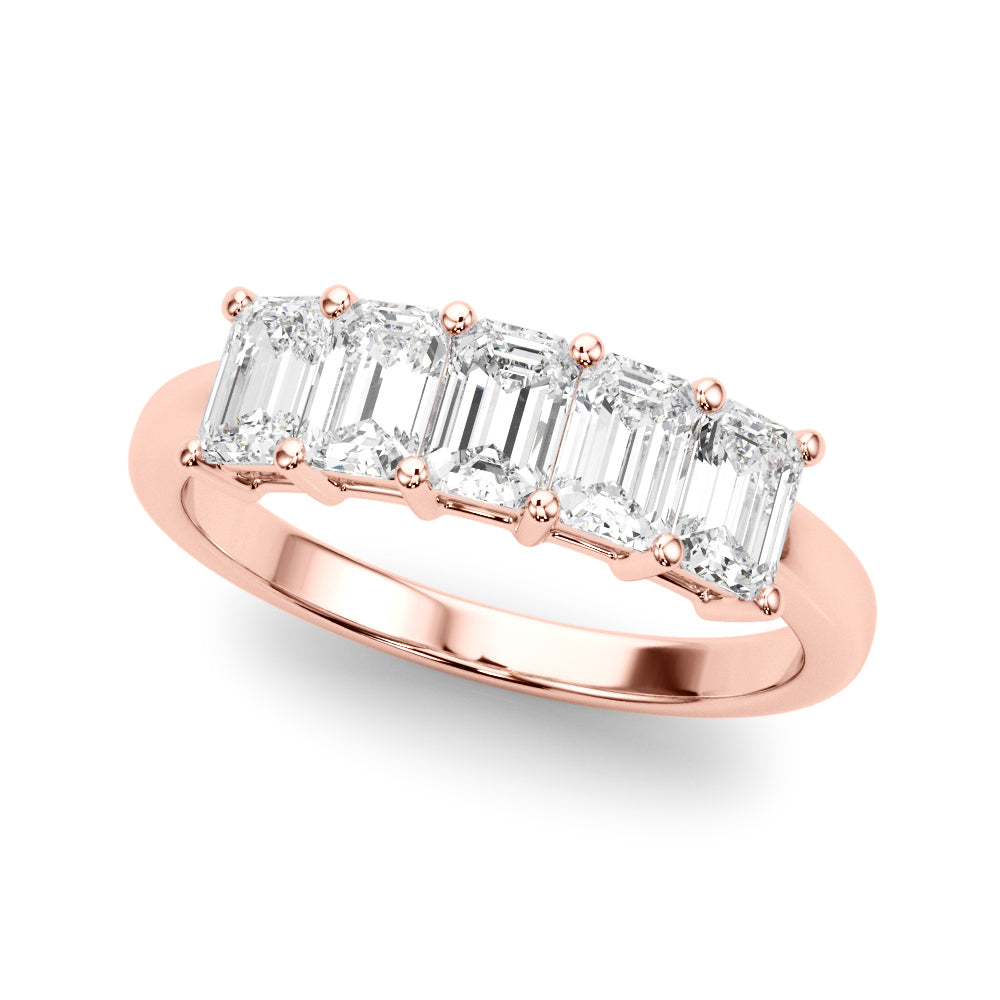 5-Stone Emerald Cut Half Eternity Ring in Gold & Platinum