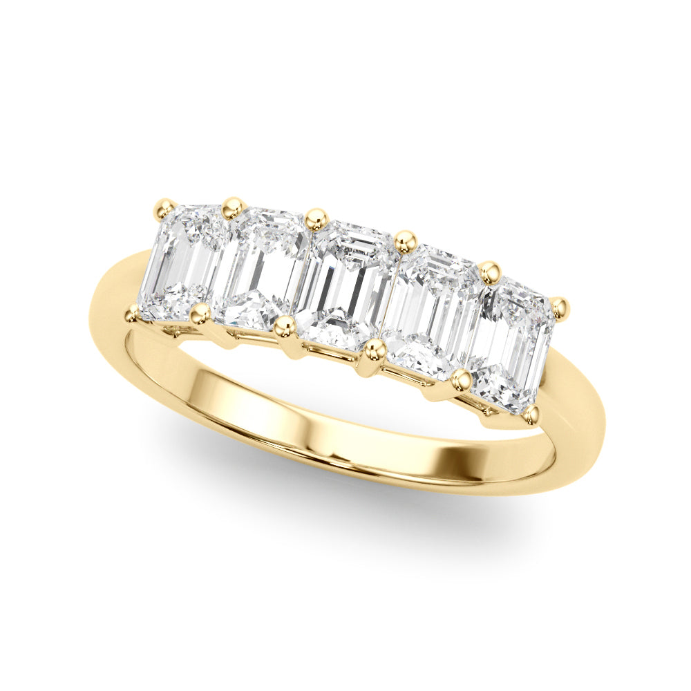 5-Stone Emerald Cut Half Eternity Ring in 10K/14K gold and platinum with certified lab-grown or natural diamonds