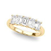 5-Stone Emerald Cut Half Eternity Ring in 10K/14K gold and platinum with certified lab-grown or natural diamonds