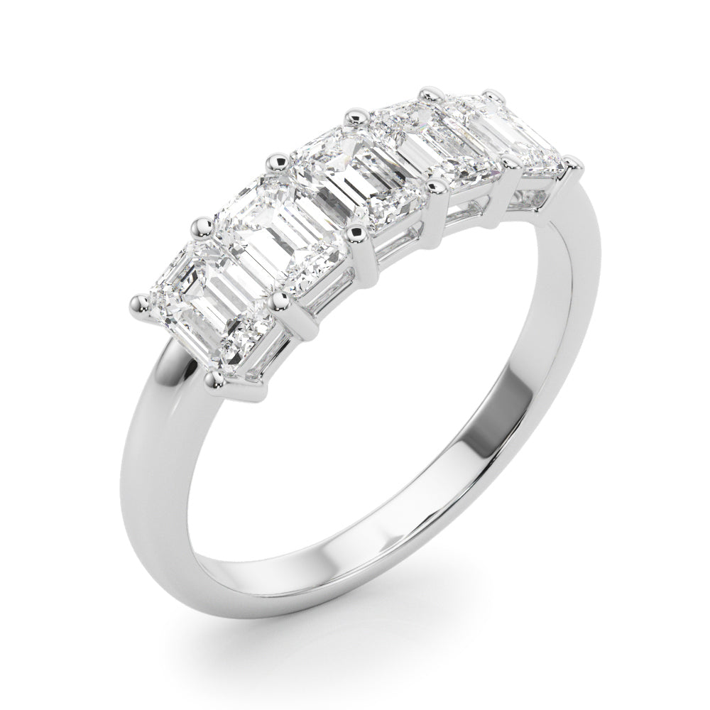 5-Stone Emerald Cut Half Eternity Ring in Gold & Platinum