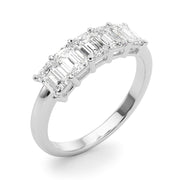 5-Stone Emerald Cut Half Eternity Ring in Gold & Platinum