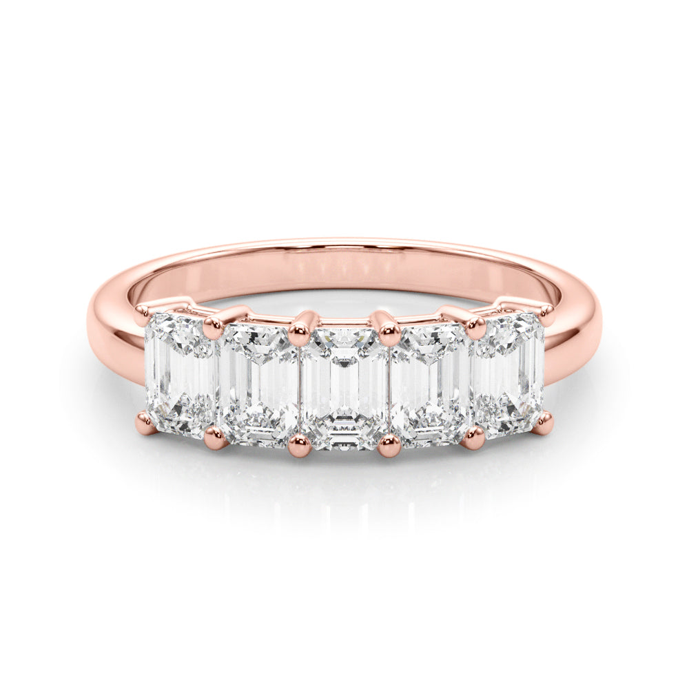 5-Stone Emerald Cut Half Eternity Ring in Gold & Platinum