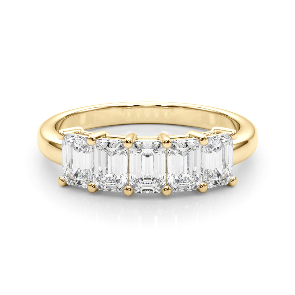 5-Stone Emerald Cut Half Eternity Ring in Gold & Platinum