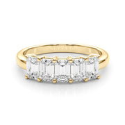 5-Stone Emerald Cut Half Eternity Ring in Gold & Platinum