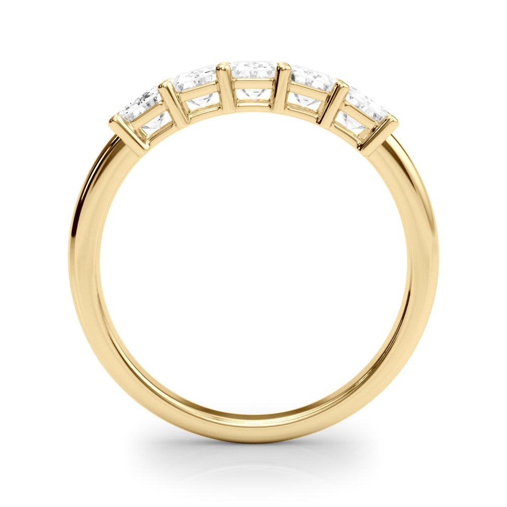 5-Stone Emerald Cut Half Eternity Ring in Gold & Platinum