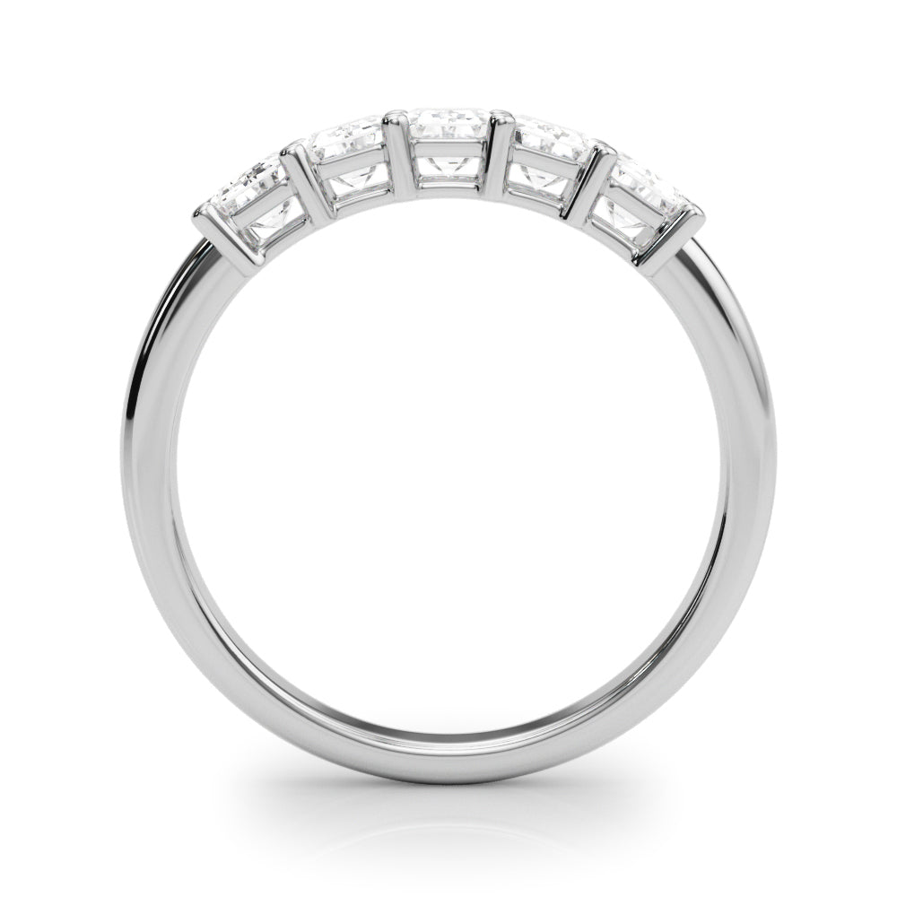 5-Stone Emerald Cut Half Eternity Ring in Gold & Platinum