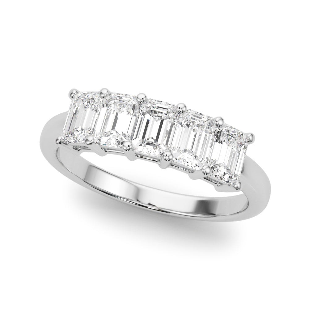 5-Stone Emerald Cut Half Eternity Ring in Gold & Platinum