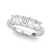 5-Stone Emerald Cut Half Eternity Ring in Gold & Platinum