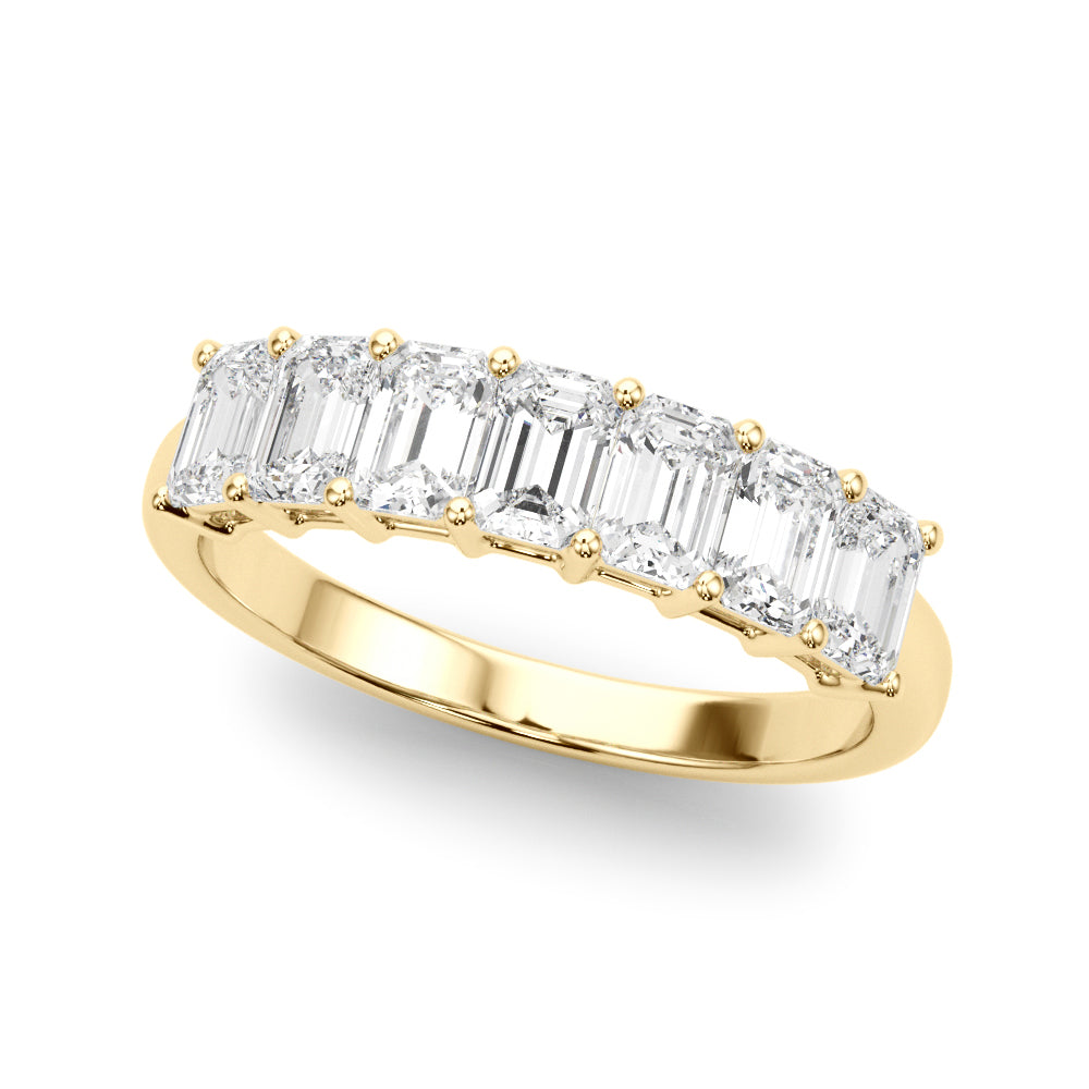 7-Stone Emerald Cut Half Eternity Ring in 10K/14K gold and platinum with certified lab-grown or natural diamonds