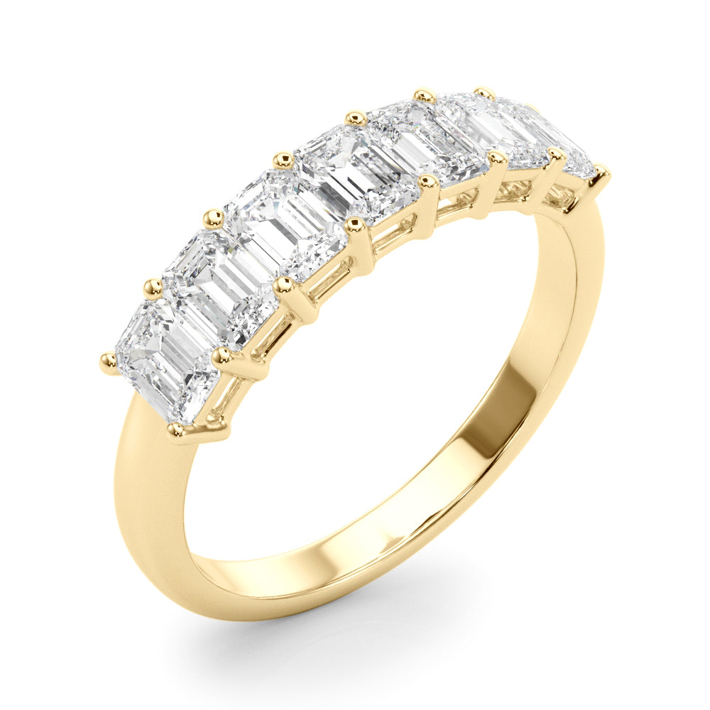 7-Stone Emerald Cut Half Eternity Ring in Gold & Platinum