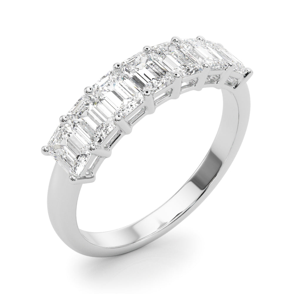 7-Stone Emerald Cut Half Eternity Ring in Gold & Platinum