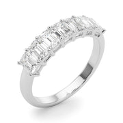 7-Stone Emerald Cut Half Eternity Ring in Gold & Platinum