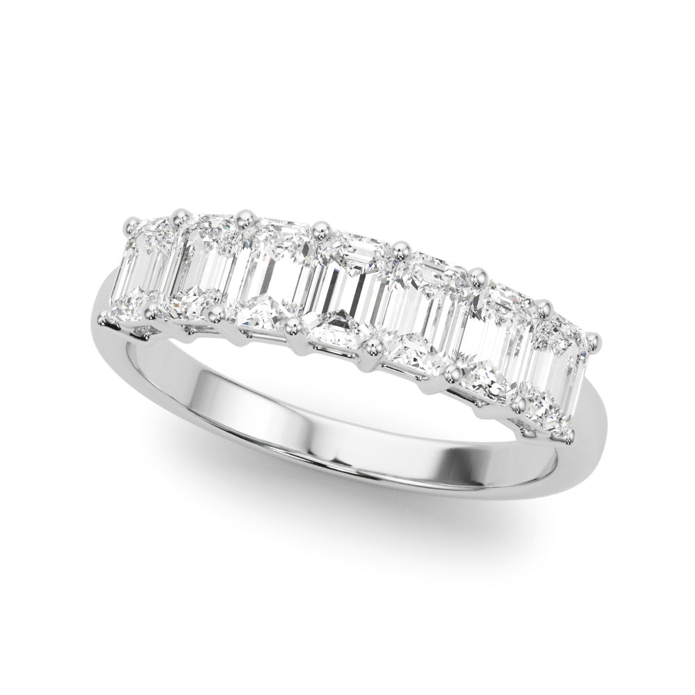 7-Stone Emerald Cut Half Eternity Ring in Gold & Platinum