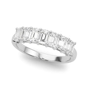 7-Stone Emerald Cut Half Eternity Ring in Gold & Platinum