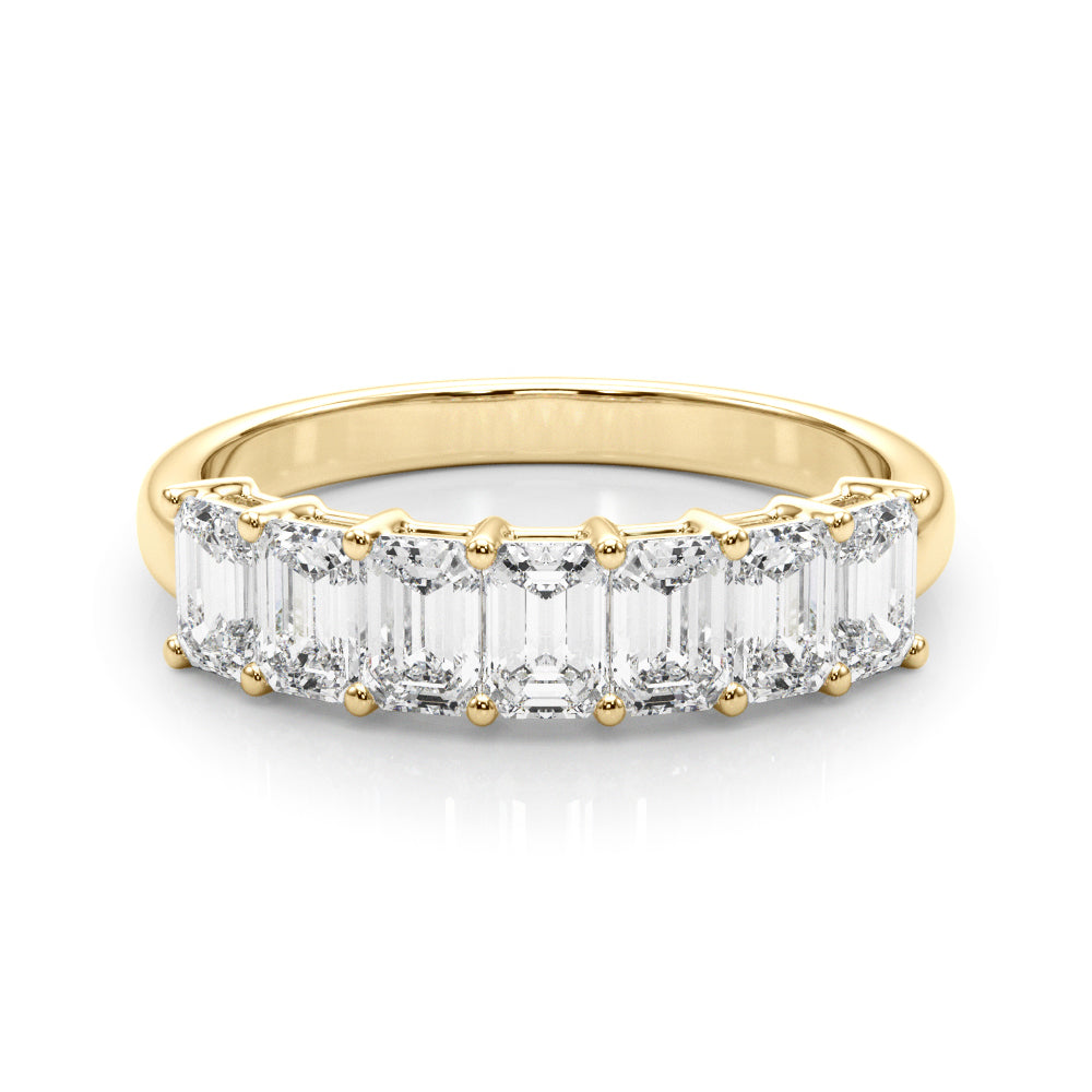 7-Stone Emerald Cut Half Eternity Ring in Gold & Platinum