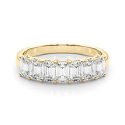 7-Stone Emerald Cut Half Eternity Ring in Gold & Platinum