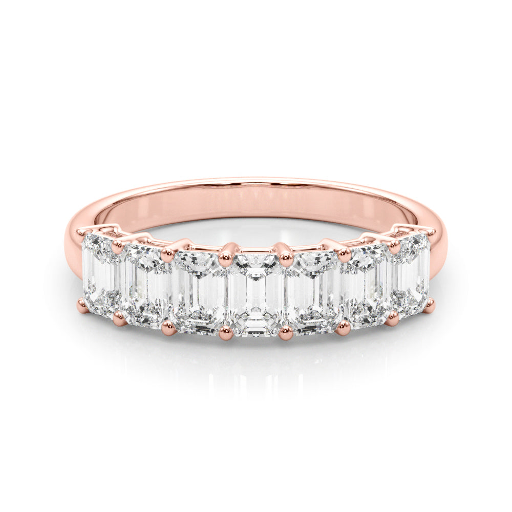 7-Stone Emerald Cut Half Eternity Ring in Gold & Platinum