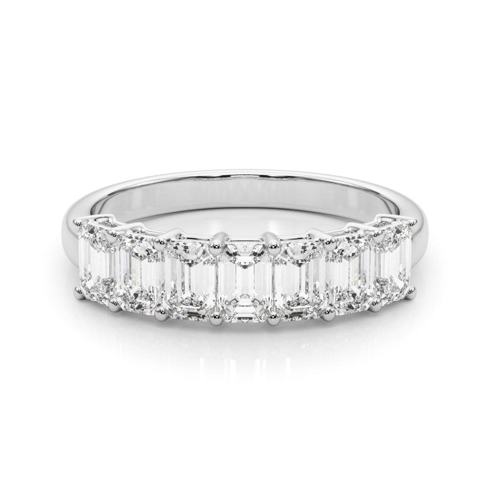 7-Stone Emerald Cut Half Eternity Ring in Gold & Platinum