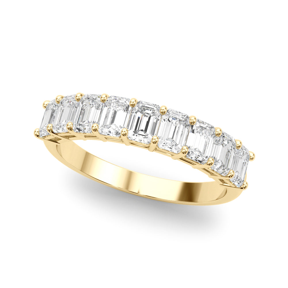 Emerald Cut Shared Prong Half Eternity Ring in 10K/14K gold and platinum with certified lab-grown or natural diamonds