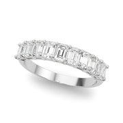 Emerald Cut Shared Prong Half Eternity Ring in Gold & Platinum