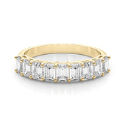 Emerald Cut Shared Prong Half Eternity Ring in Gold & Platinum