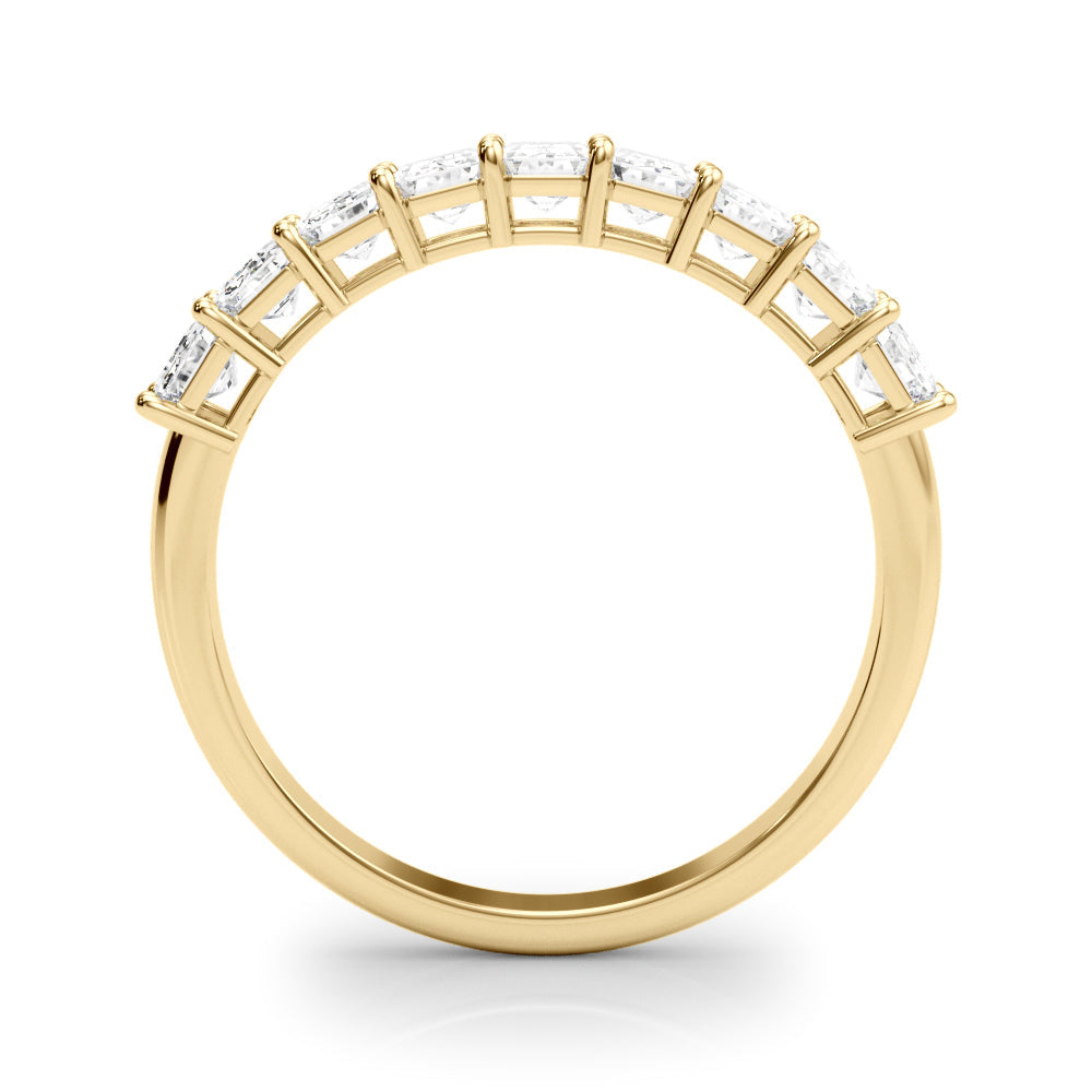 Emerald Cut Shared Prong Half Eternity Ring in Gold & Platinum