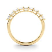 Emerald Cut Shared Prong Half Eternity Ring in Gold & Platinum