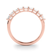 Emerald Cut Shared Prong Half Eternity Ring in Gold & Platinum