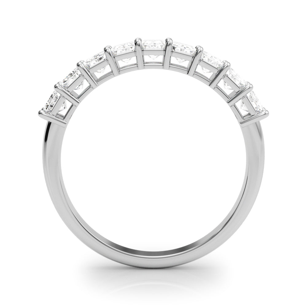 Emerald Cut Shared Prong Half Eternity Ring in Gold & Platinum