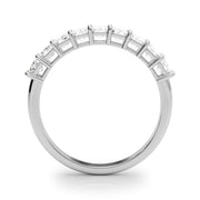 Emerald Cut Shared Prong Half Eternity Ring in Gold & Platinum