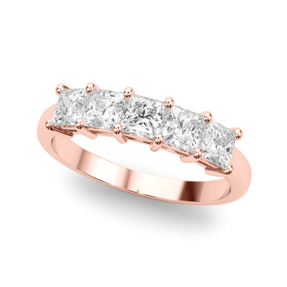 5-Stone Princess Cut Half Eternity Ring in Gold & Platinum