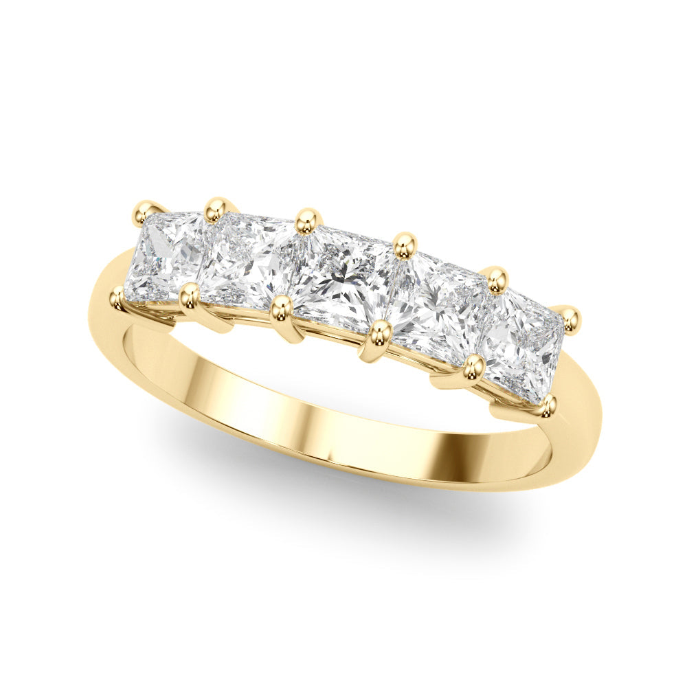 5-Stone Princess Cut Half Eternity Ring in 10K/14K gold and platinum with certified lab-grown or natural diamonds