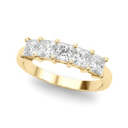 5-Stone Princess Cut Half Eternity Ring in 10K/14K gold and platinum with certified lab-grown or natural diamonds