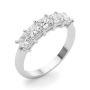 5-Stone Princess Cut Half Eternity Ring in Gold & Platinum