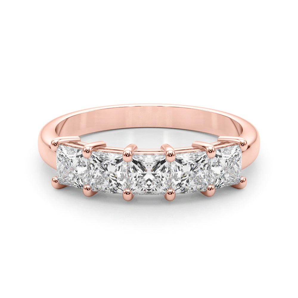 5-Stone Princess Cut Half Eternity Ring in Gold & Platinum