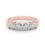 5-Stone Princess Cut Half Eternity Ring in Gold & Platinum