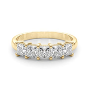 5-Stone Princess Cut Half Eternity Ring in Gold & Platinum