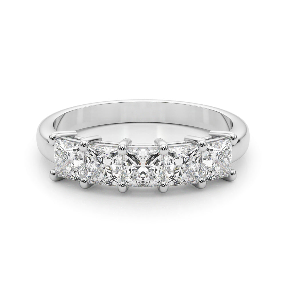 5-Stone Princess Cut Half Eternity Ring in Gold & Platinum