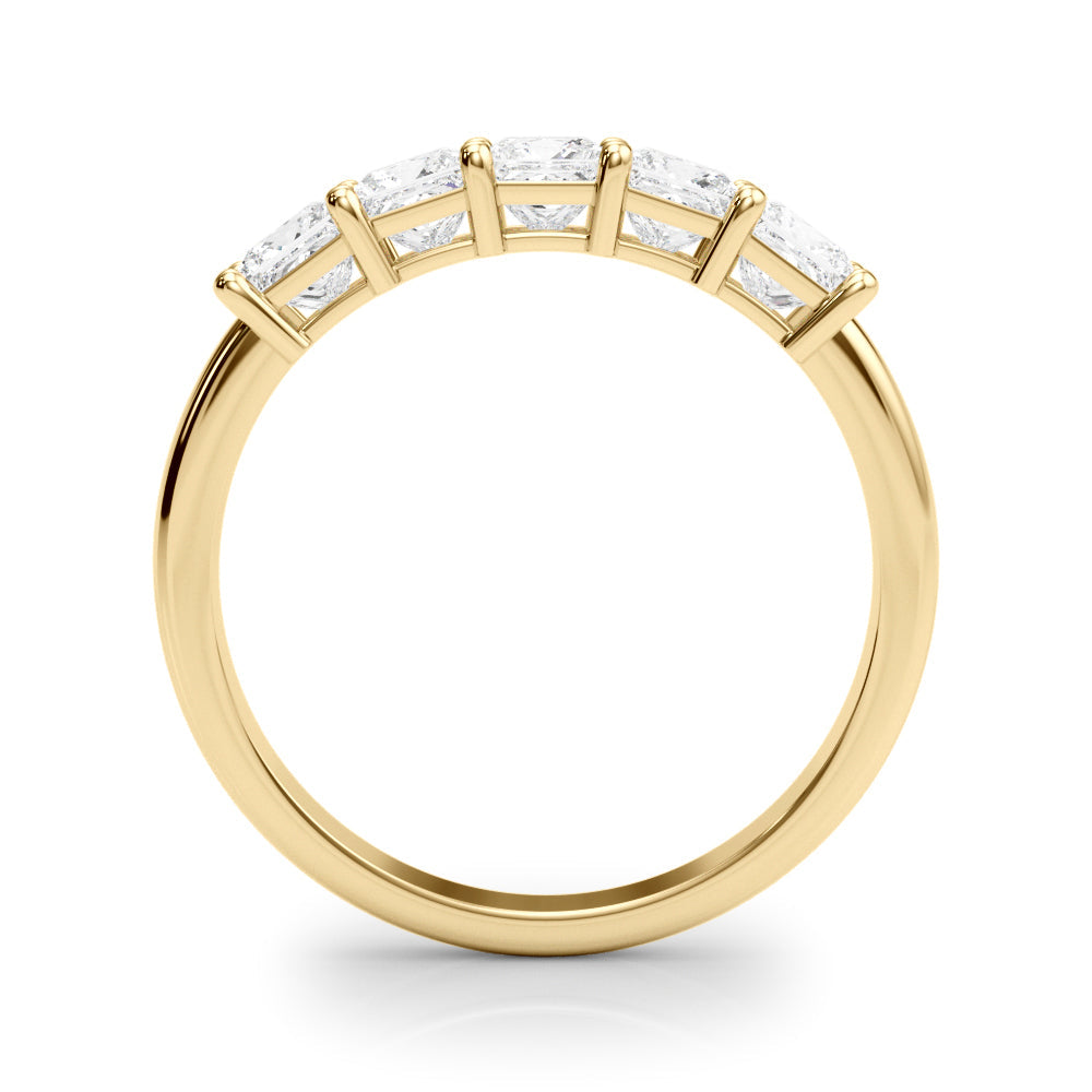 5-Stone Princess Cut Half Eternity Ring in Gold & Platinum