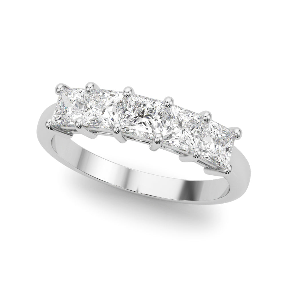 5-Stone Princess Cut Half Eternity Ring in Gold & Platinum