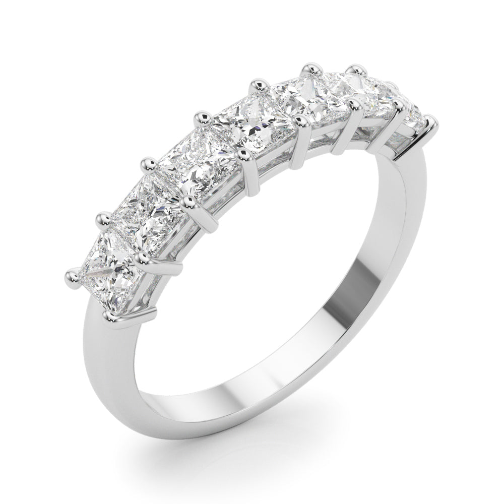 Shared Prong Princess Cut Half Eternity Ring in Gold & Platinum