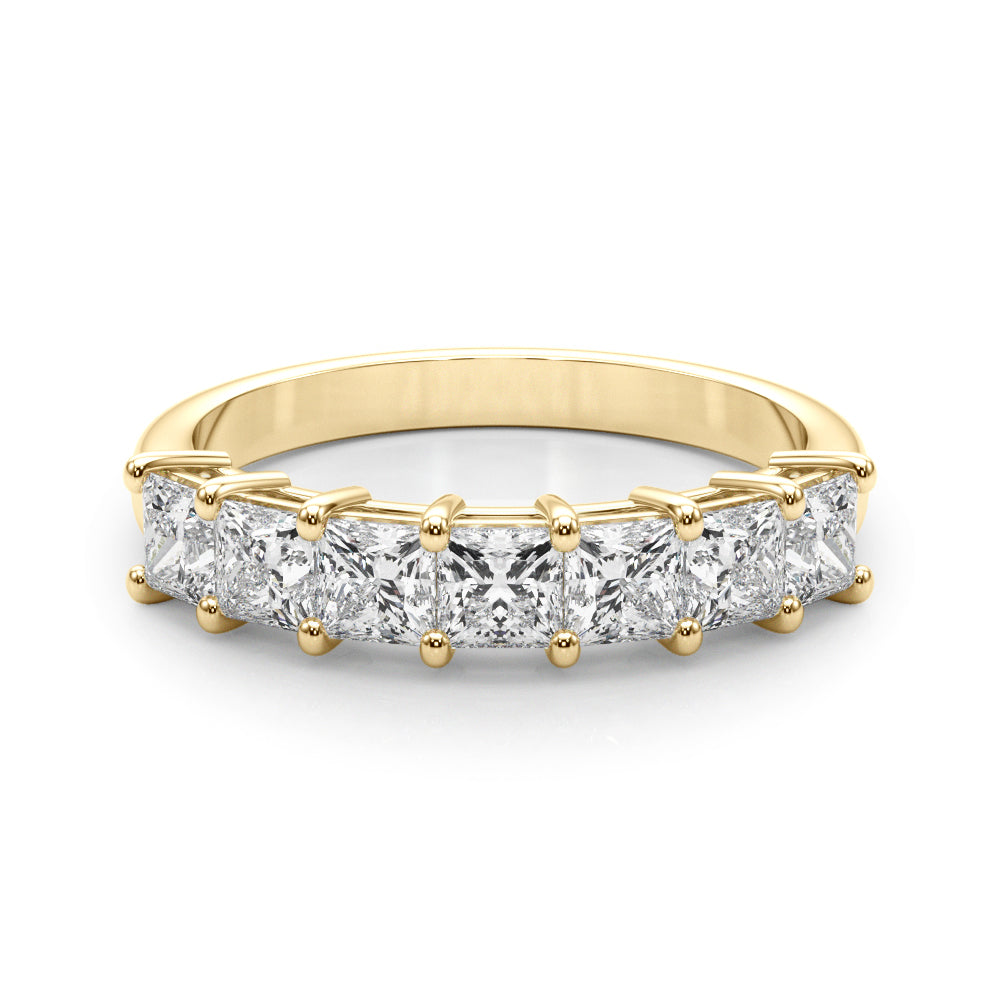 Shared Prong Princess Cut Half Eternity Ring in Gold & Platinum