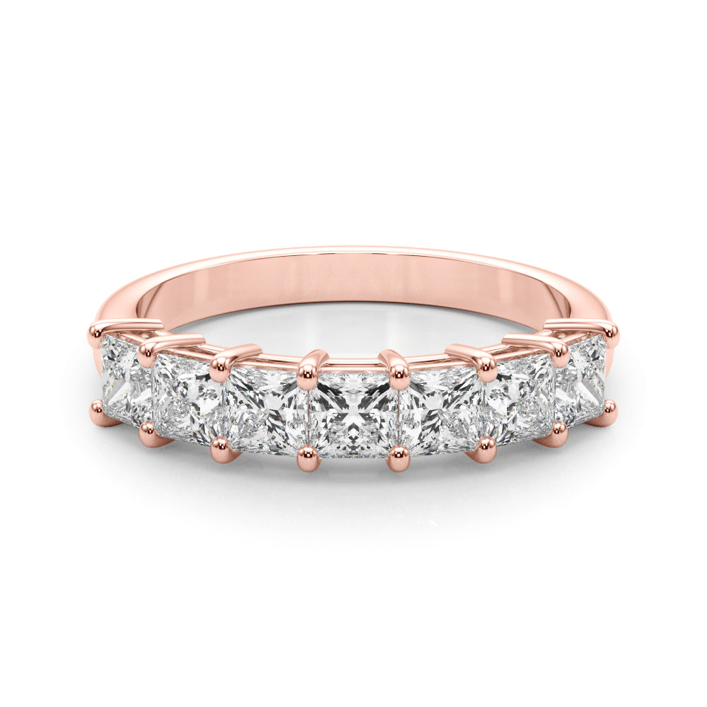Shared Prong Princess Cut Half Eternity Ring in Gold & Platinum