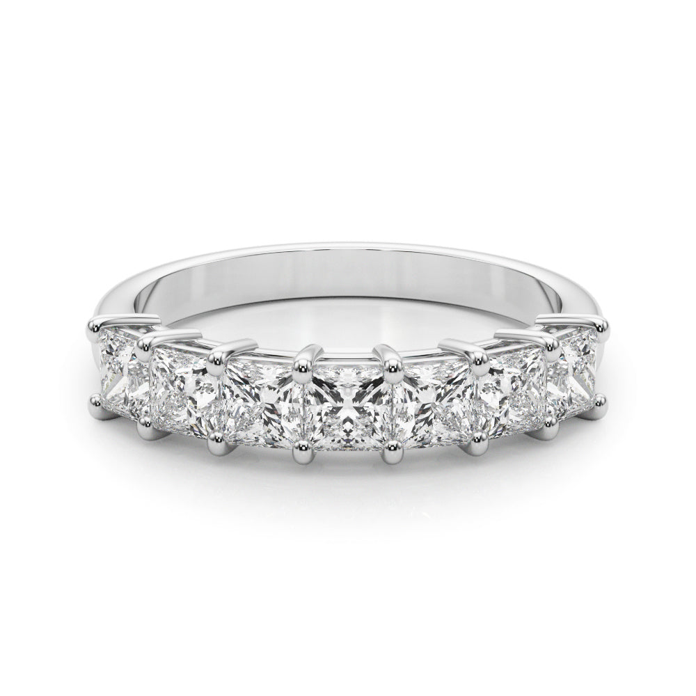Shared Prong Princess Cut Half Eternity Ring in Gold & Platinum