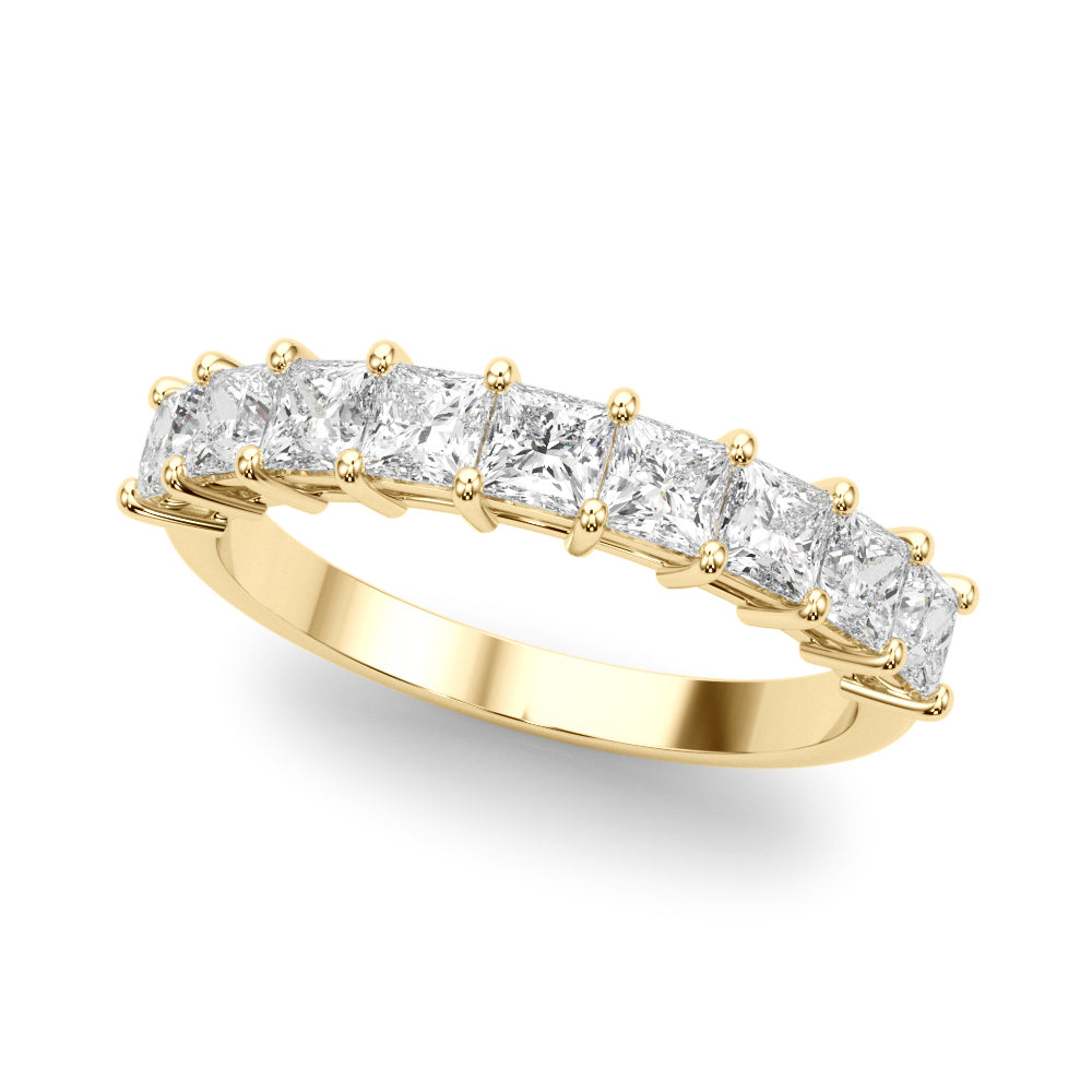 9-Stone Princess Cut Half Eternity Ring in 10K/14K gold and platinum with certified lab-grown or natural diamonds