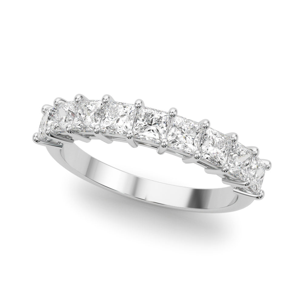 9-Stone Princess Cut Half Eternity Ring in Gold & Platinum