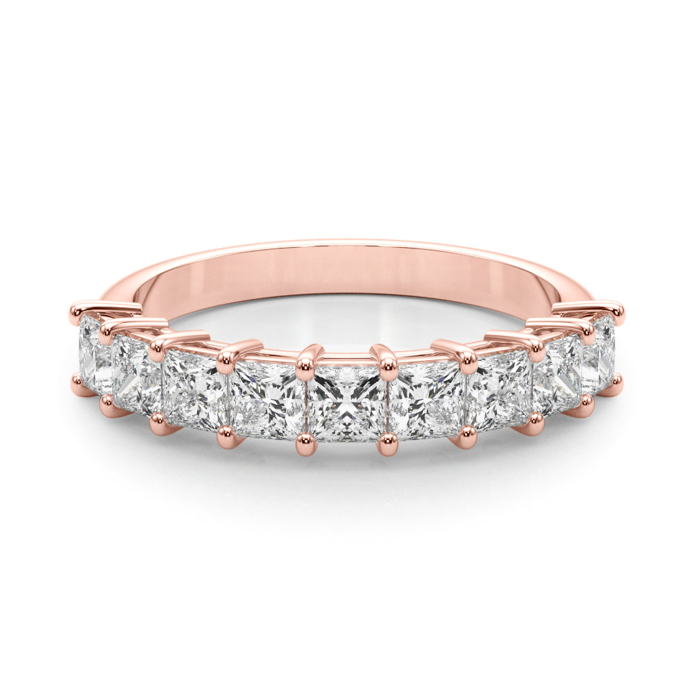 9-Stone Princess Cut Half Eternity Ring in Gold & Platinum