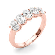 Shared Prong Oval Half Eternity Ring in Gold & Platinum
