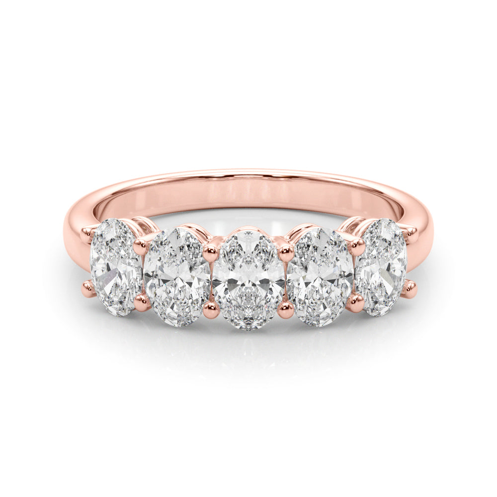 Shared Prong Oval Half Eternity Ring in Gold & Platinum